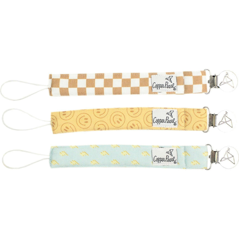 Vance Printed Binky Clips With Knit Strap