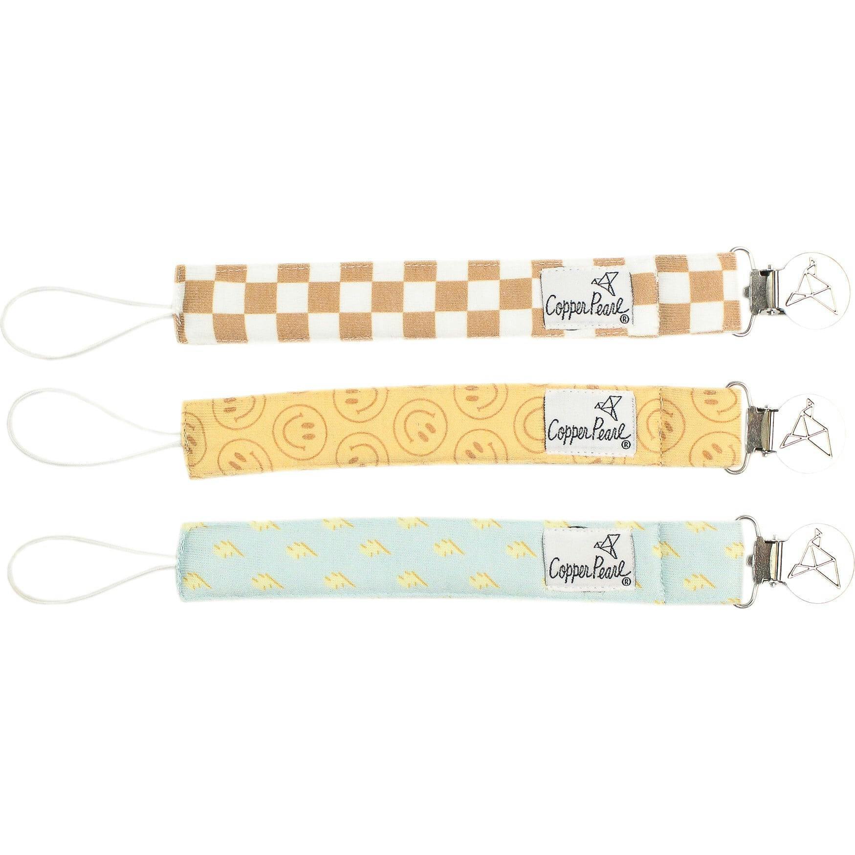 Vance Printed Binky Clips With Knit Strap