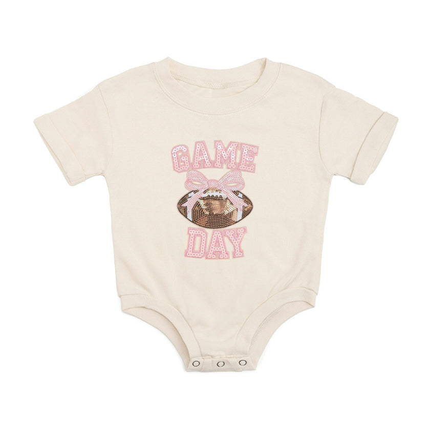 Game Day Sequin Patch Short Sleeve Romper