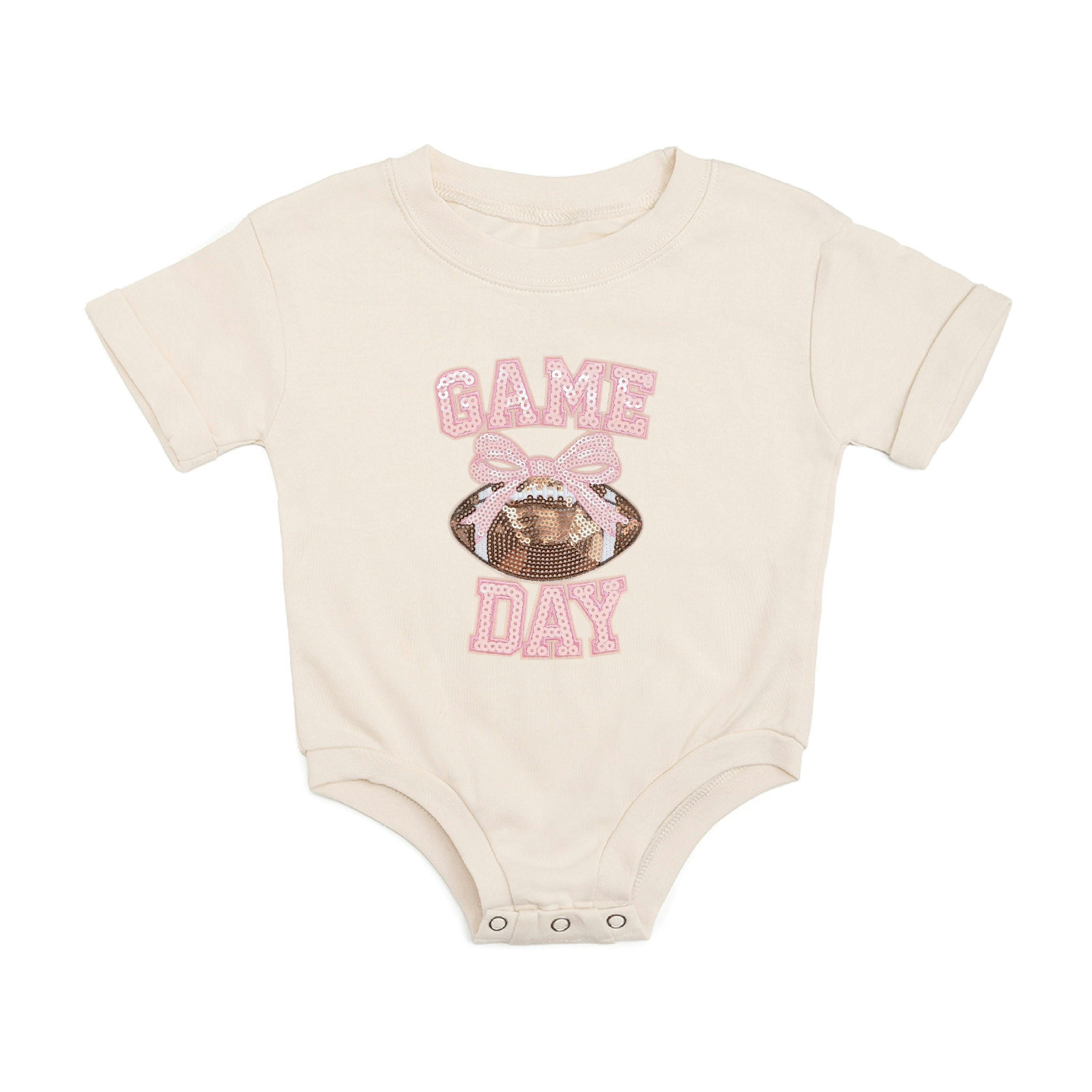 Game Day Sequin Patch Short Sleeve Romper