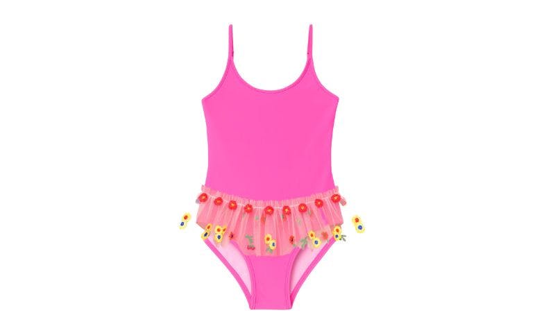 Floral Tutu Neon Pink Swimsuit