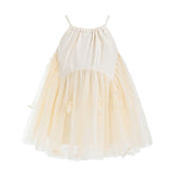 Beige Mirelle Petal Flared Tulle Dress
