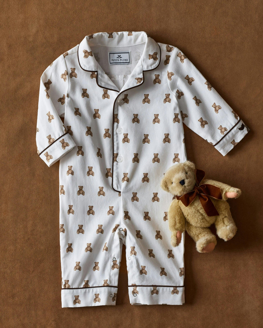 Baby's Twill Classic Romper in Teddy Tales