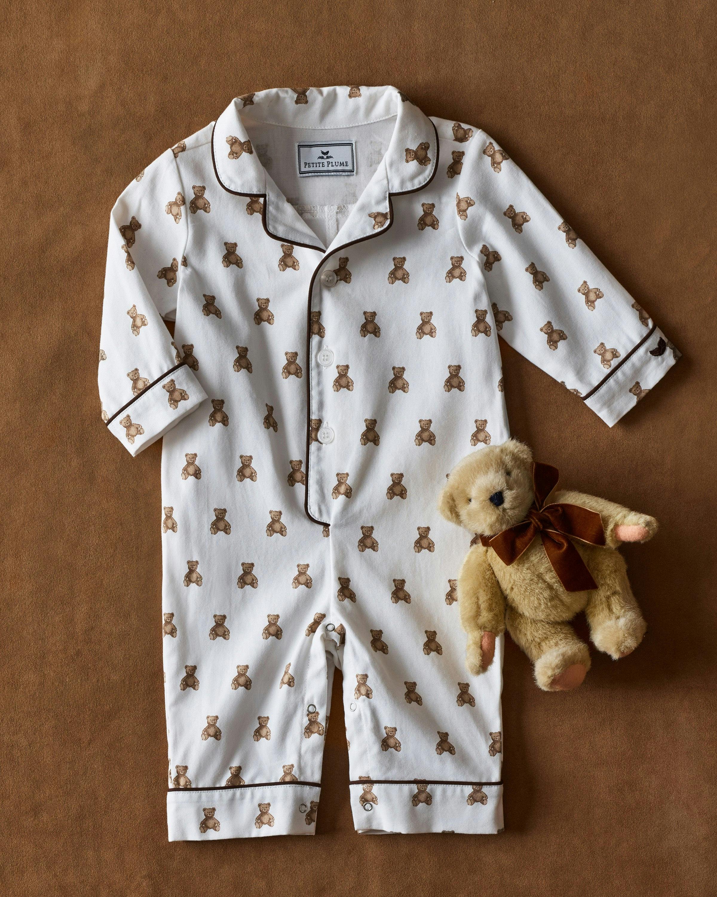 Baby's Twill Classic Romper in Teddy Tales