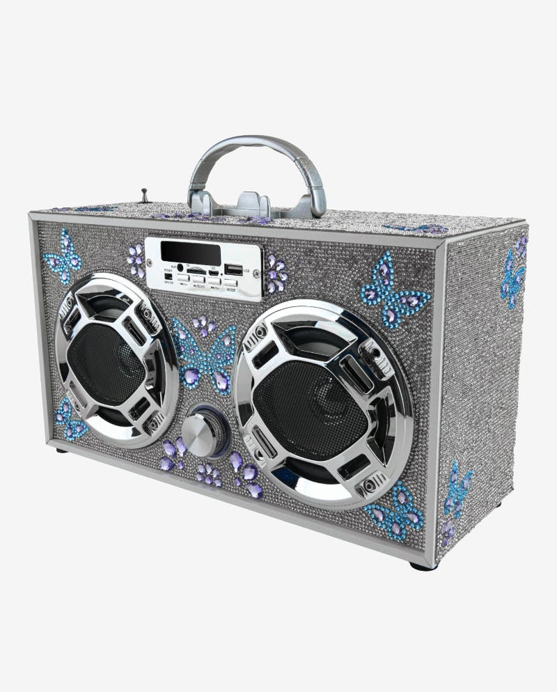 Silver Bling Boombox & Bluetooth Speaker
