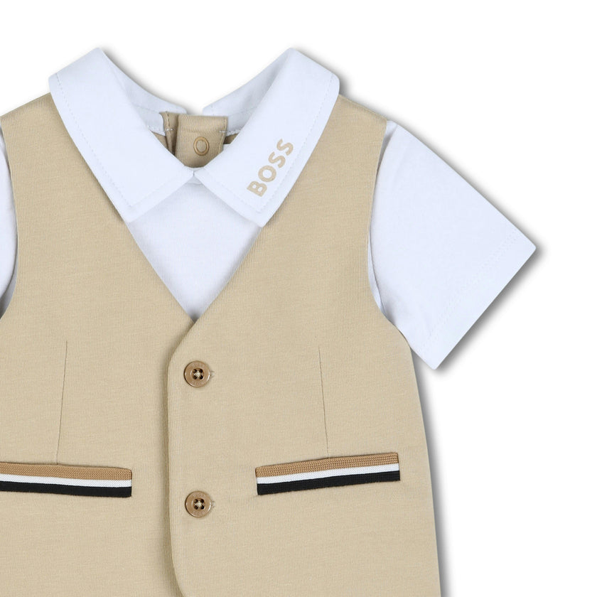 Beige Formal One‑Piece Baby Outfit