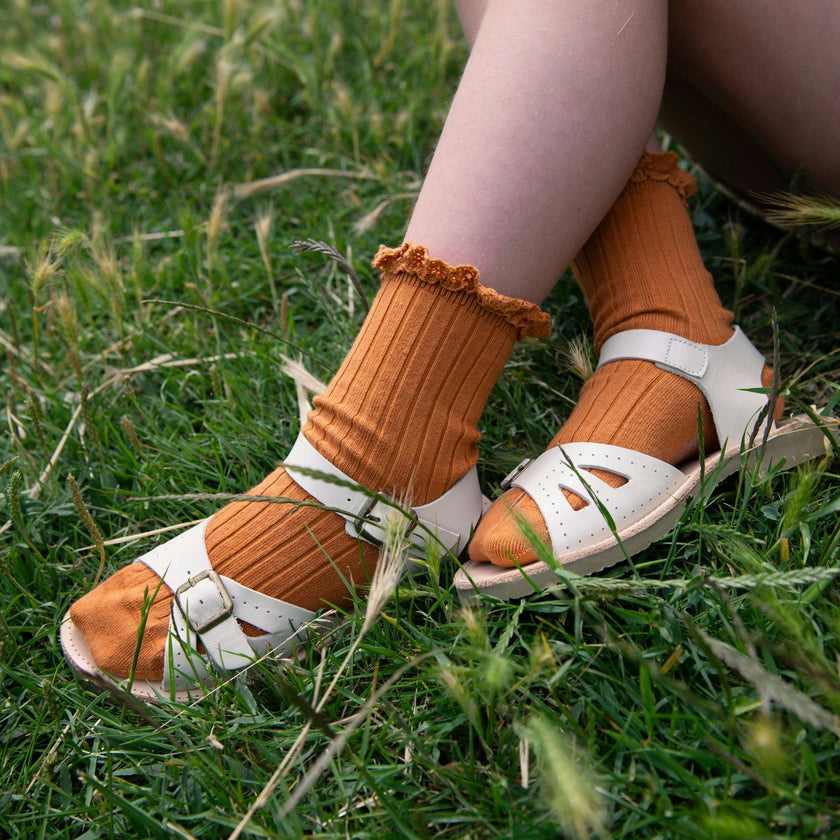 Pearl Kids Double Buckle Sandal – Vanilla Leather