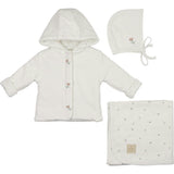 Plush Print Girls' Jacket Layette Set Ivory & Pink
