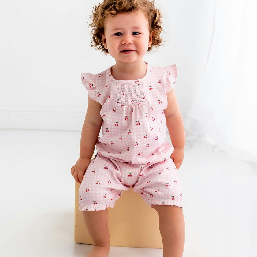 Cherries Pima Cotton Short Romper