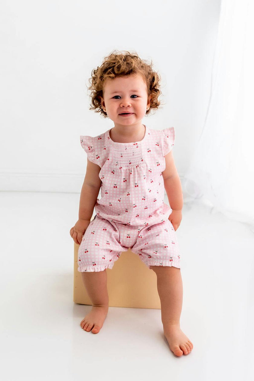Cherries Pima Cotton Short Romper