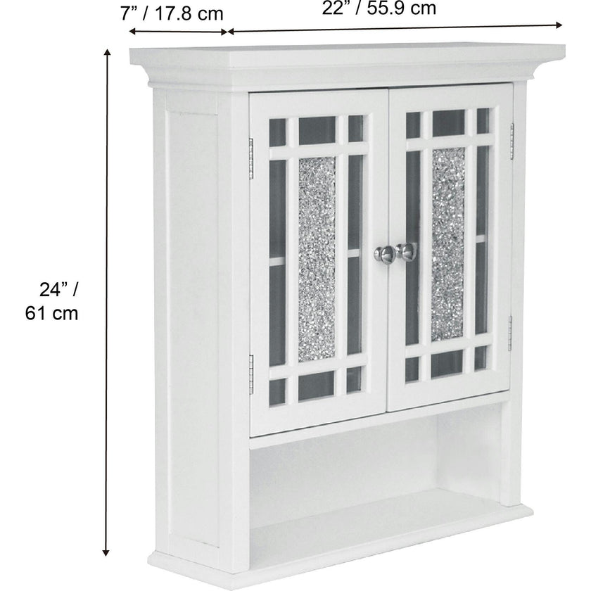 Windsor Wooden Wall Cabinet with Glass Mosaic Doors