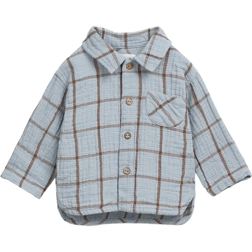 Organic Cotton Plaid Classic Collar Long Sleeve Button-Down Shirt