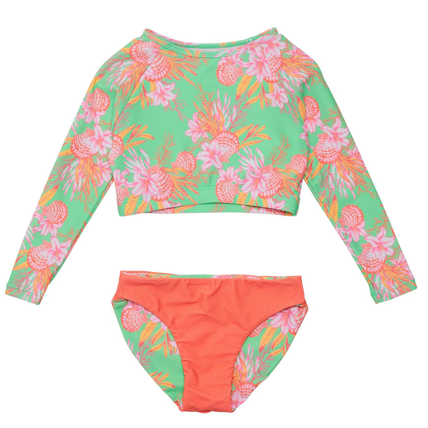 UPF50+ Sustainable Reversible Crop Long Sleeve UPF50+ Rashguard & Bottom Set