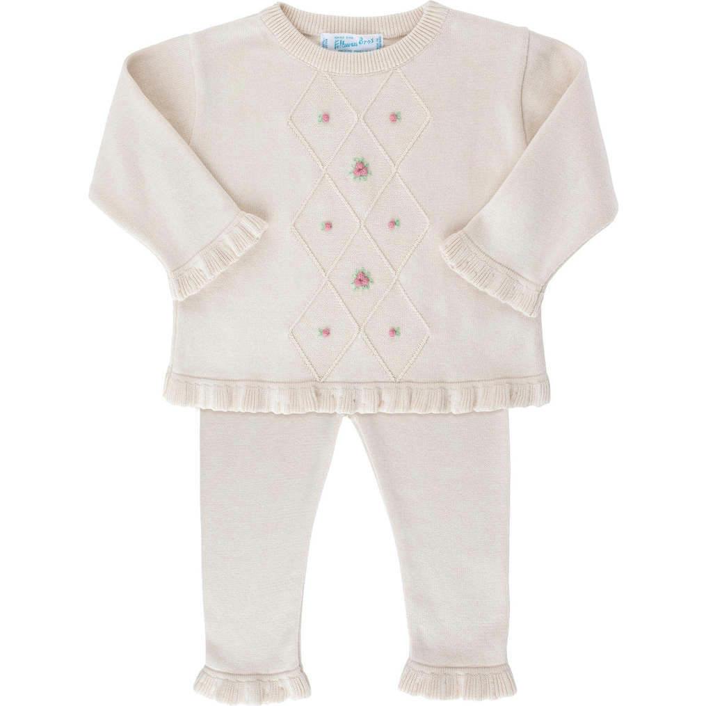 Rosebud Knit Set Ecru