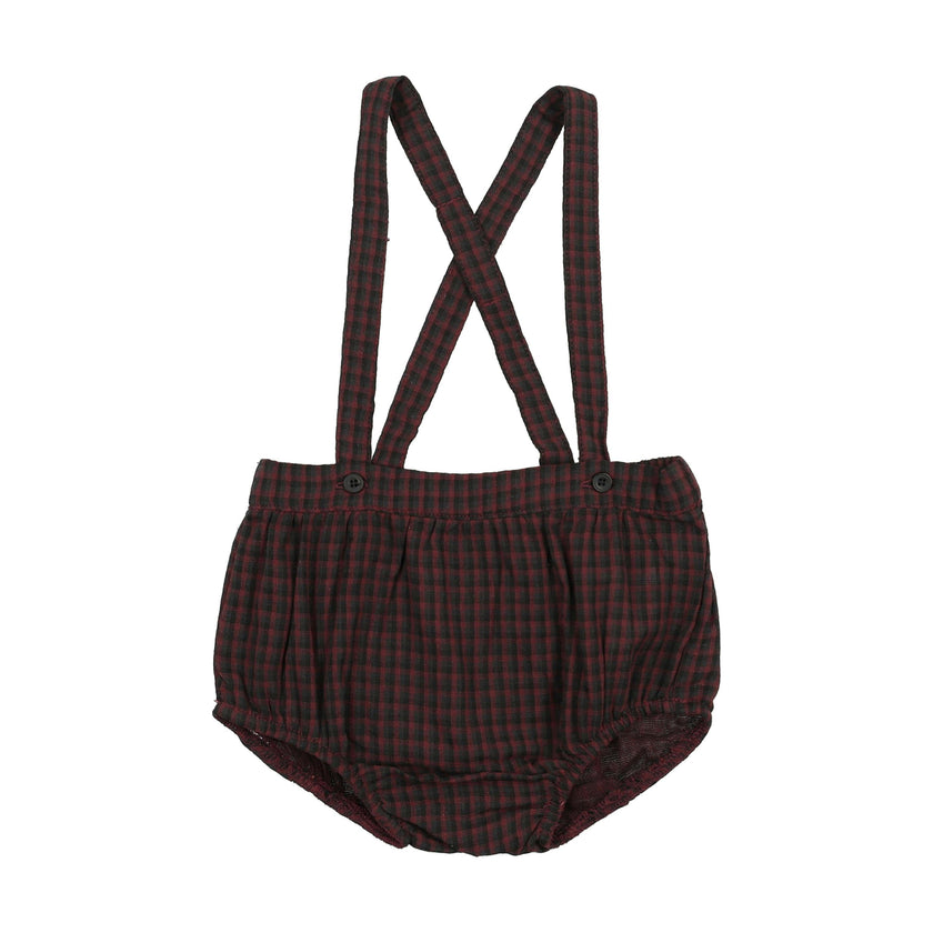Plaid Collar Boys Overalls