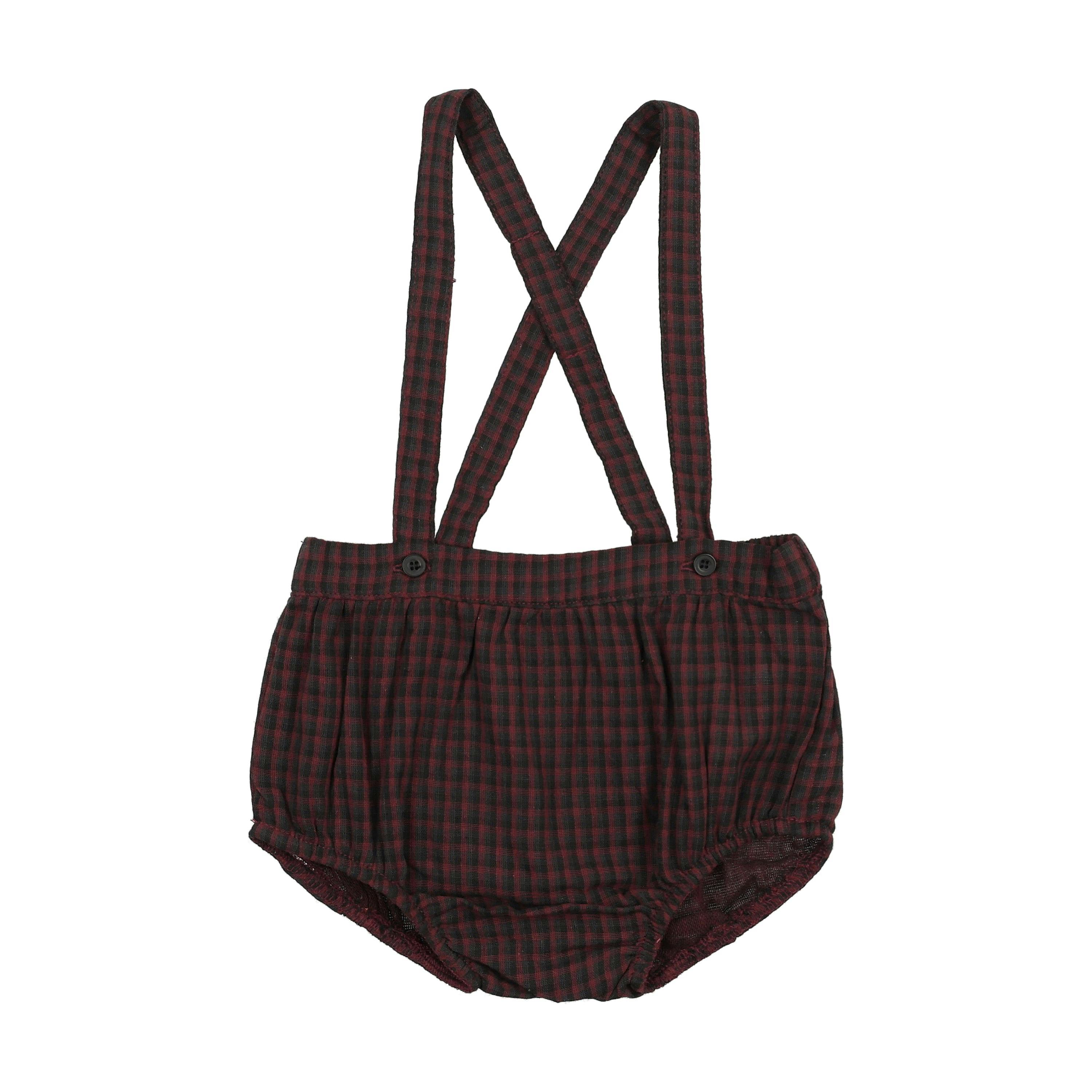 Plaid Collar Boys Overalls