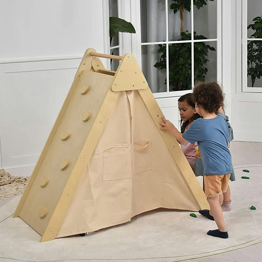 Oak - Wood Learning Tent and Climber with Desk and Chair