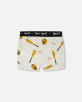 Organic Cotton Boxer Grey Mix Baseball Print