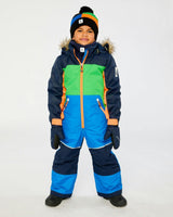 Kids One Piece Discover Snowsuit Blue Green and Orange