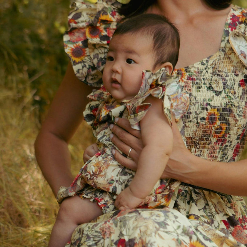 Baby Hattie Romper in Rose Vine