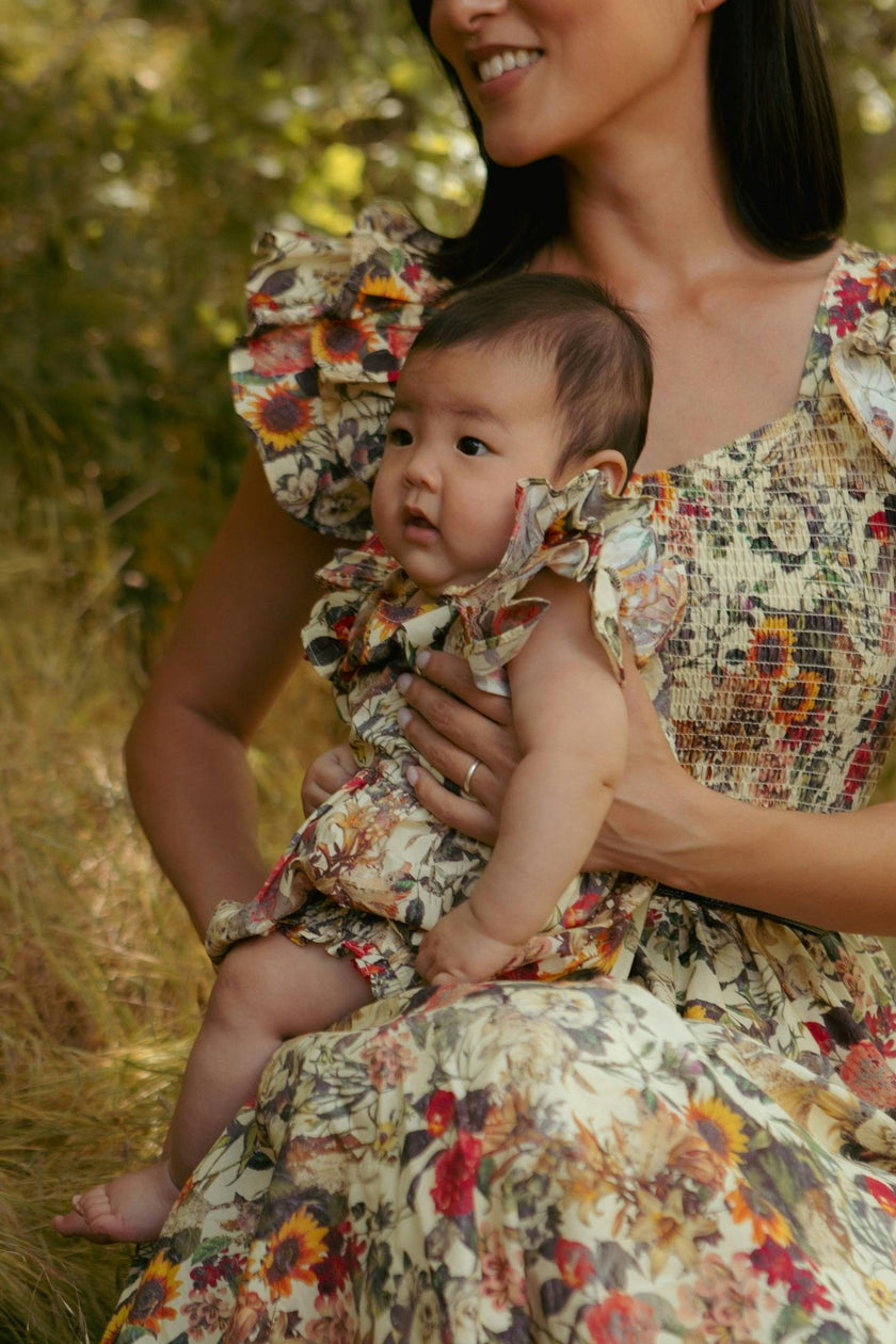 Baby Hattie Romper in Rose Vine