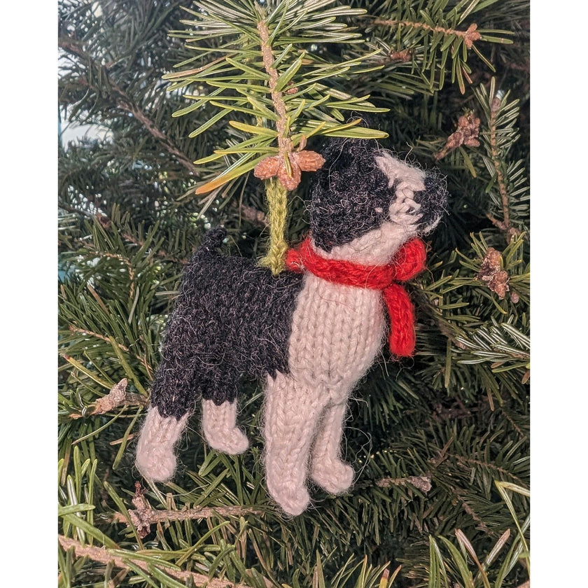 Boston Hand Knit Christmas Ornament