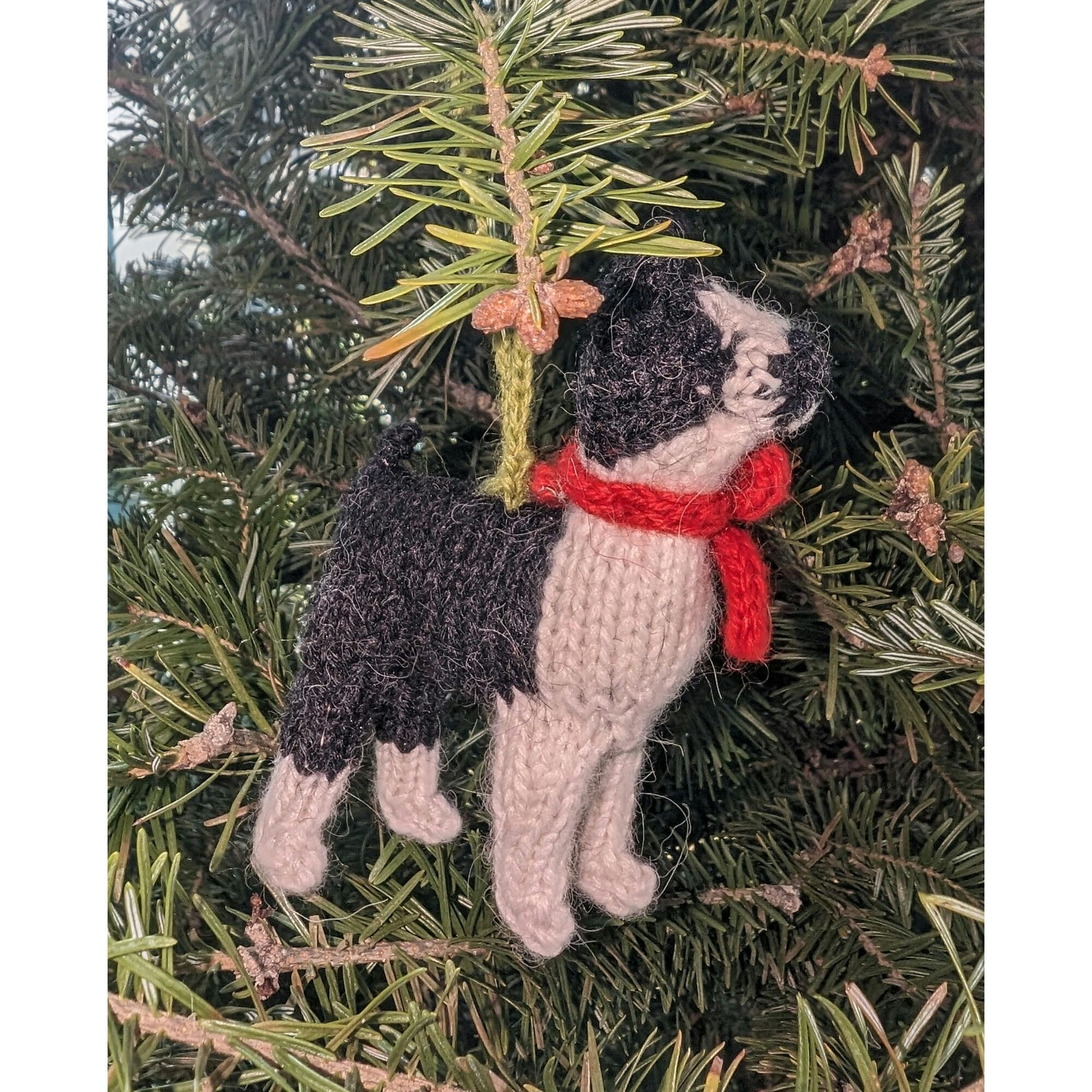 Boston Hand Knit Christmas Ornament
