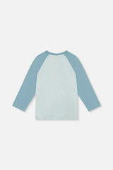 Long Sleeve Raglan Organic Cotton T-Shirt Very Pale Turquoise
