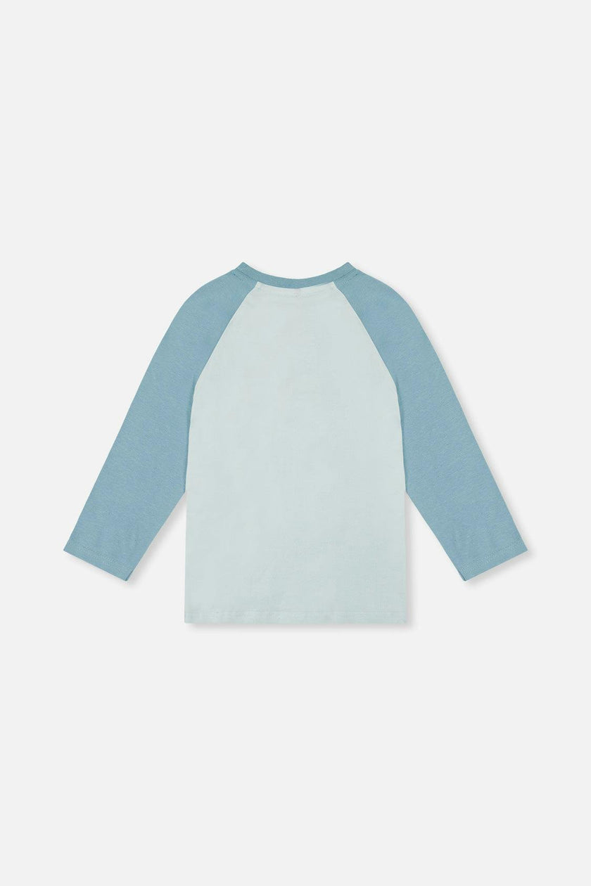 Long Sleeve Raglan Organic Cotton T-Shirt Very Pale Turquoise