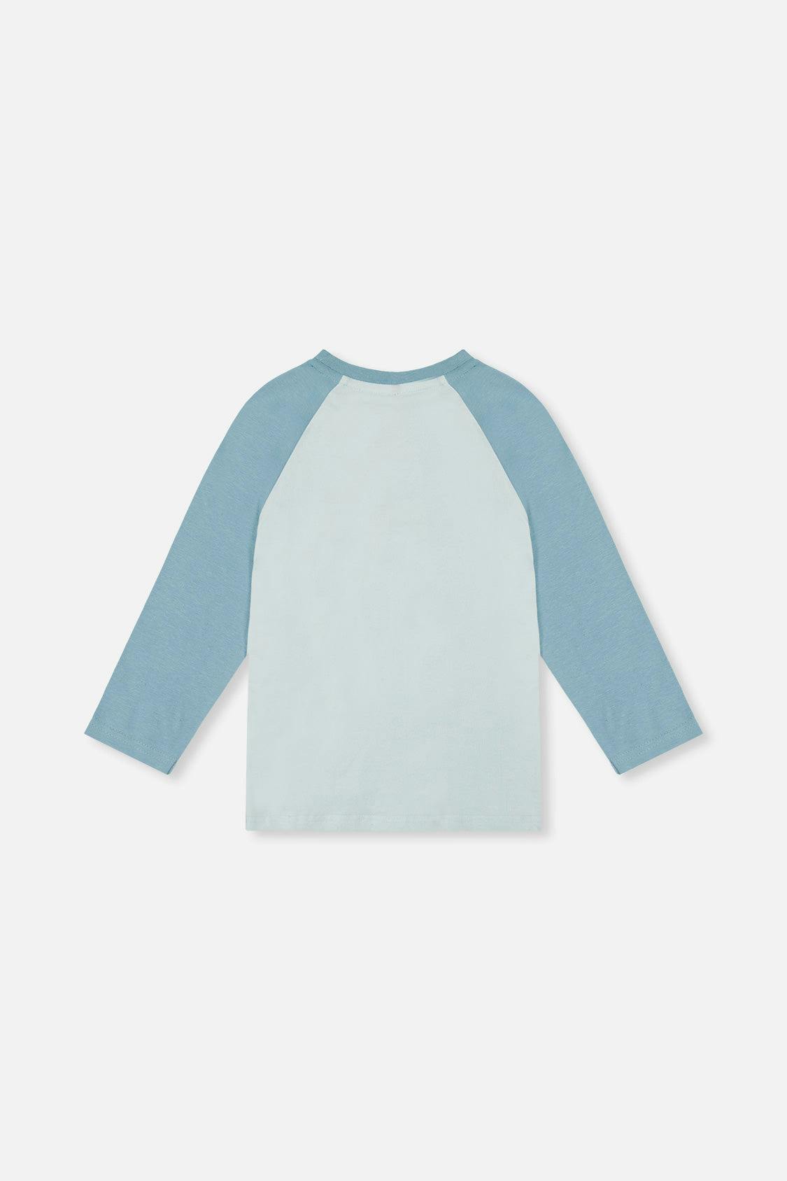 Long Sleeve Raglan Organic Cotton T-Shirt Very Pale Turquoise