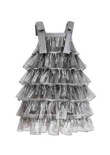 Silver Tiered Ruffle Dress