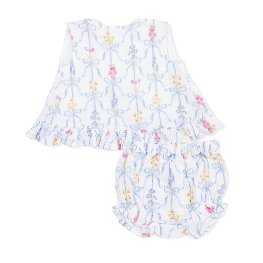 Ribbon Bouquets - Ruffle Back Top and Bloomer
