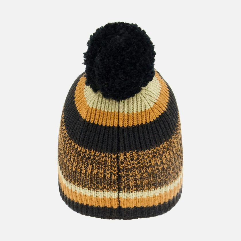Lined Knit Pompom Hat Black And Brown