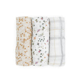Cotton Muslin Swaddle Blanket 3 Pack - Garden Bees
