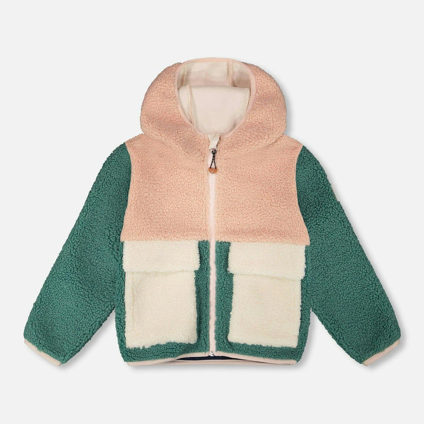 Sherpa Jacket Light Pink Colorblock