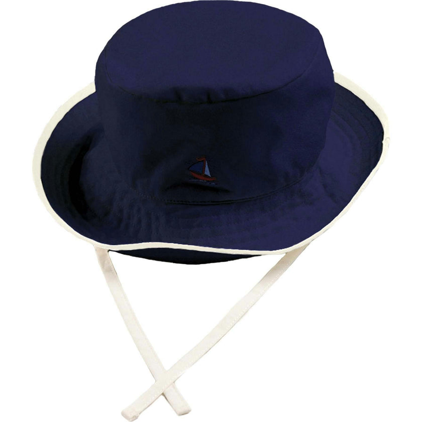 Boat Embroidered Beach Hat in Navy (S-L)