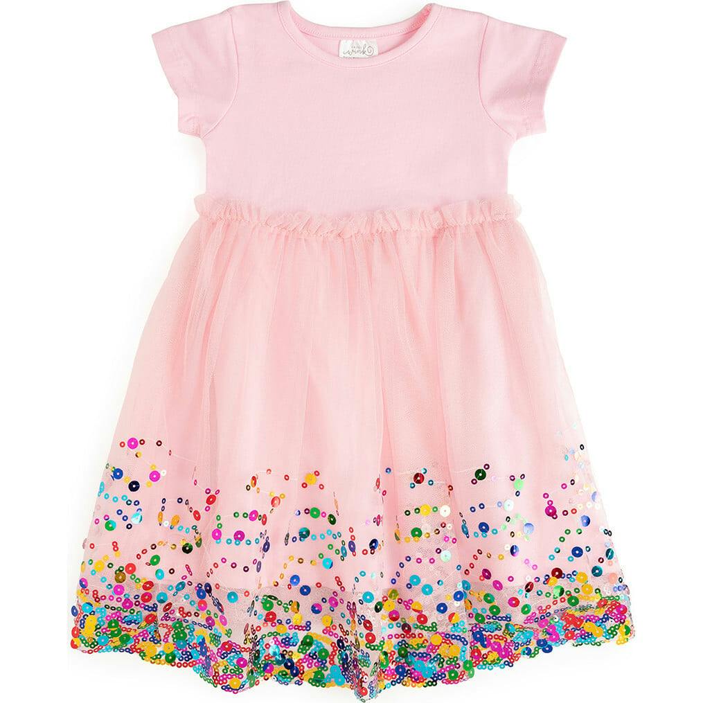 Pink Confetti Short Sleeve Tutu Dress