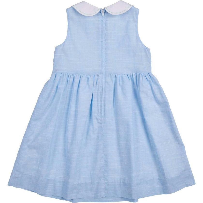 Linen-Look Dress With Embroidered Collar