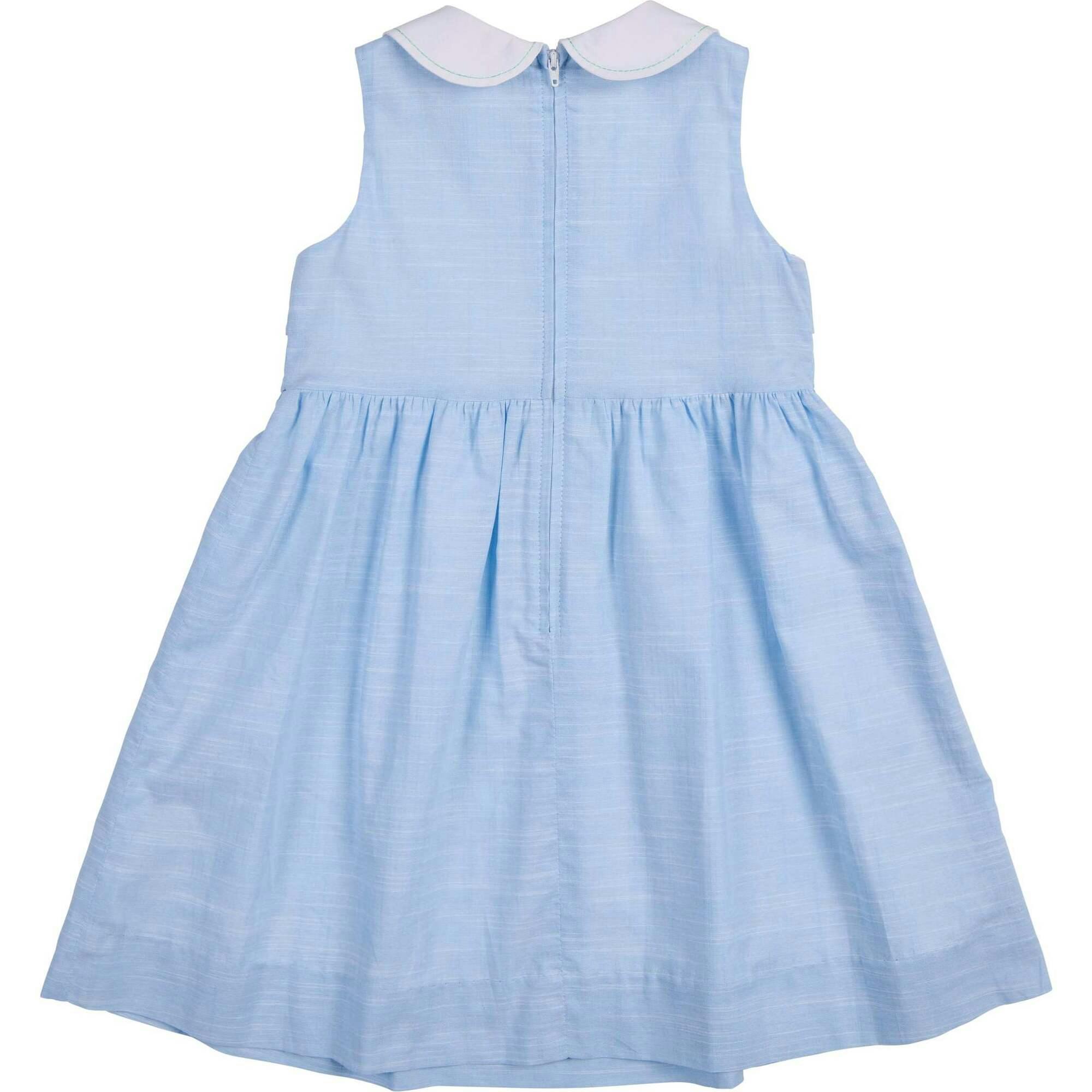 Linen-Look Dress With Embroidered Collar