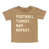Football Turkey Nap Repeat Thanksgiving Short Sleeve T-Shirt