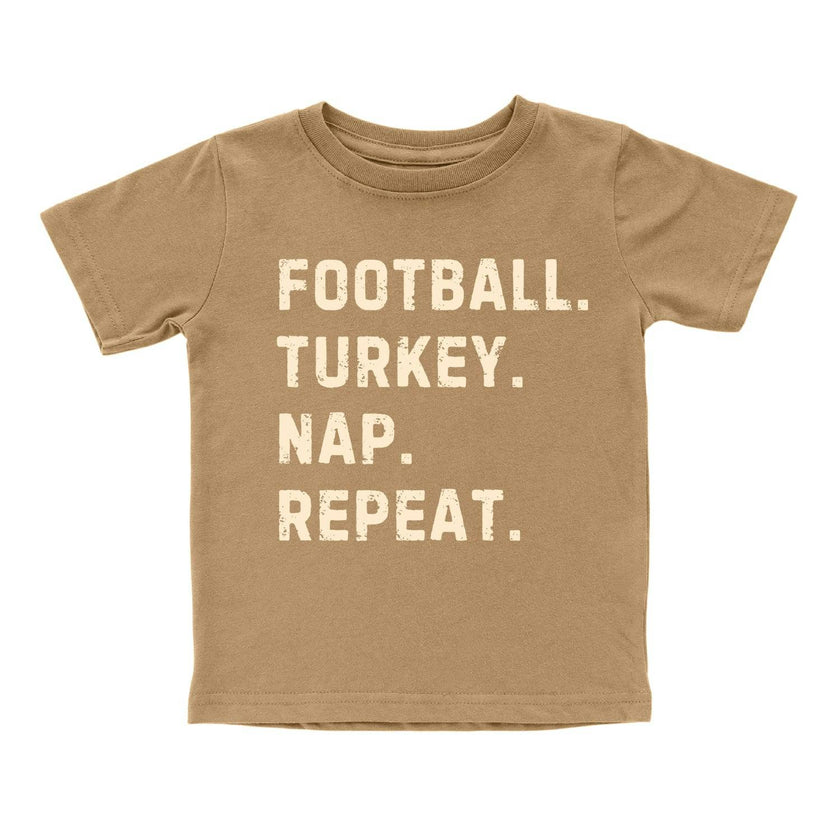 Football Turkey Nap Repeat Thanksgiving Short Sleeve T-Shirt