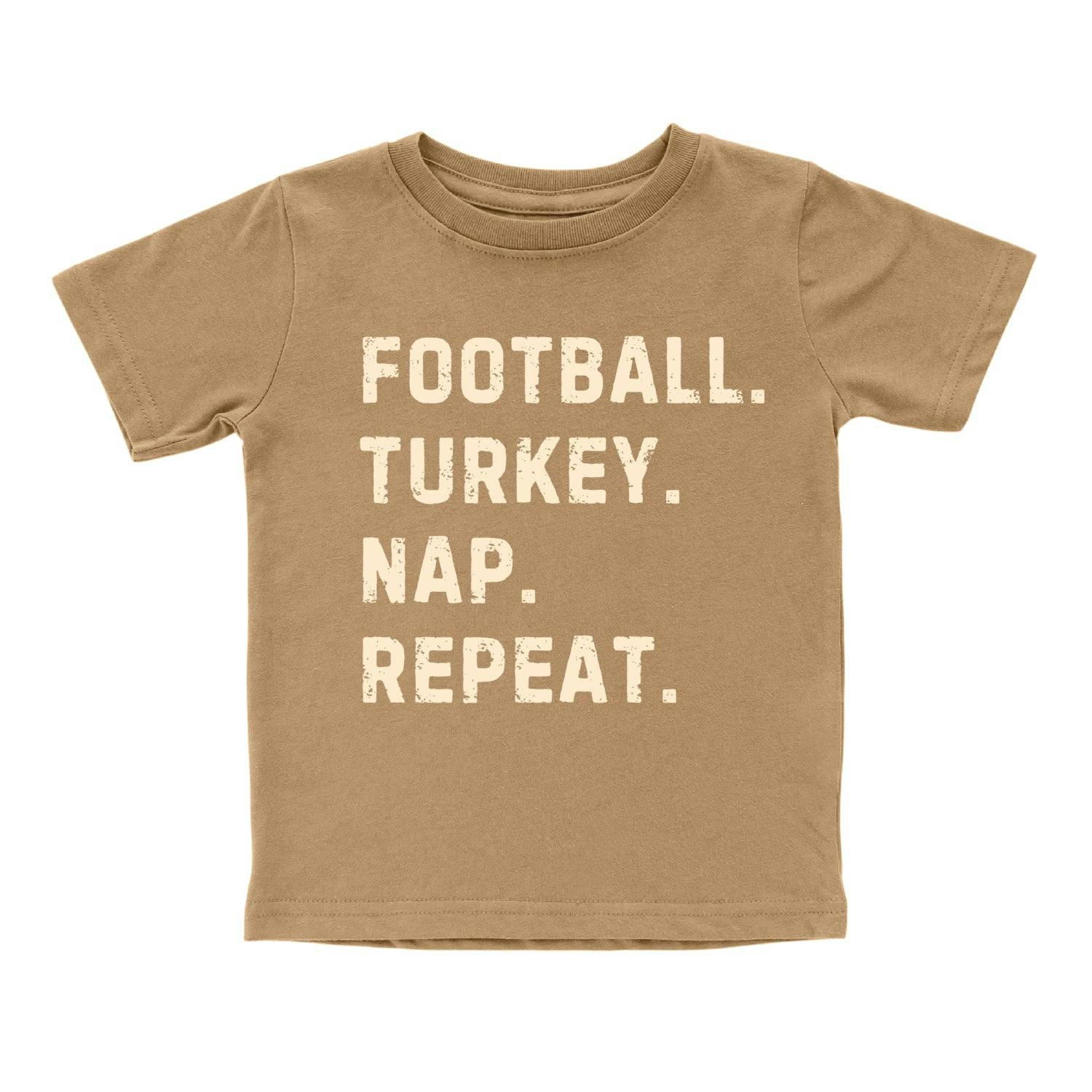 Football Turkey Nap Repeat Thanksgiving Short Sleeve T-Shirt