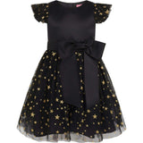 Stella Satin & Gold Star Girls Party Dress