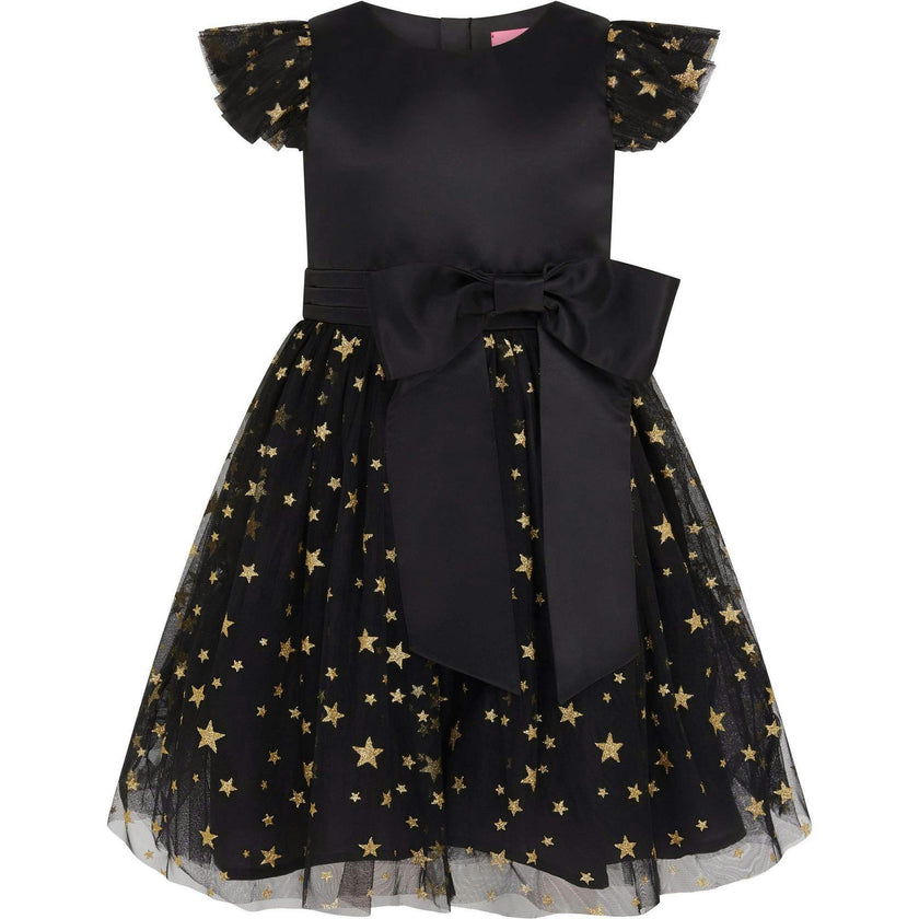 Stella Satin & Gold Star Girls Party Dress