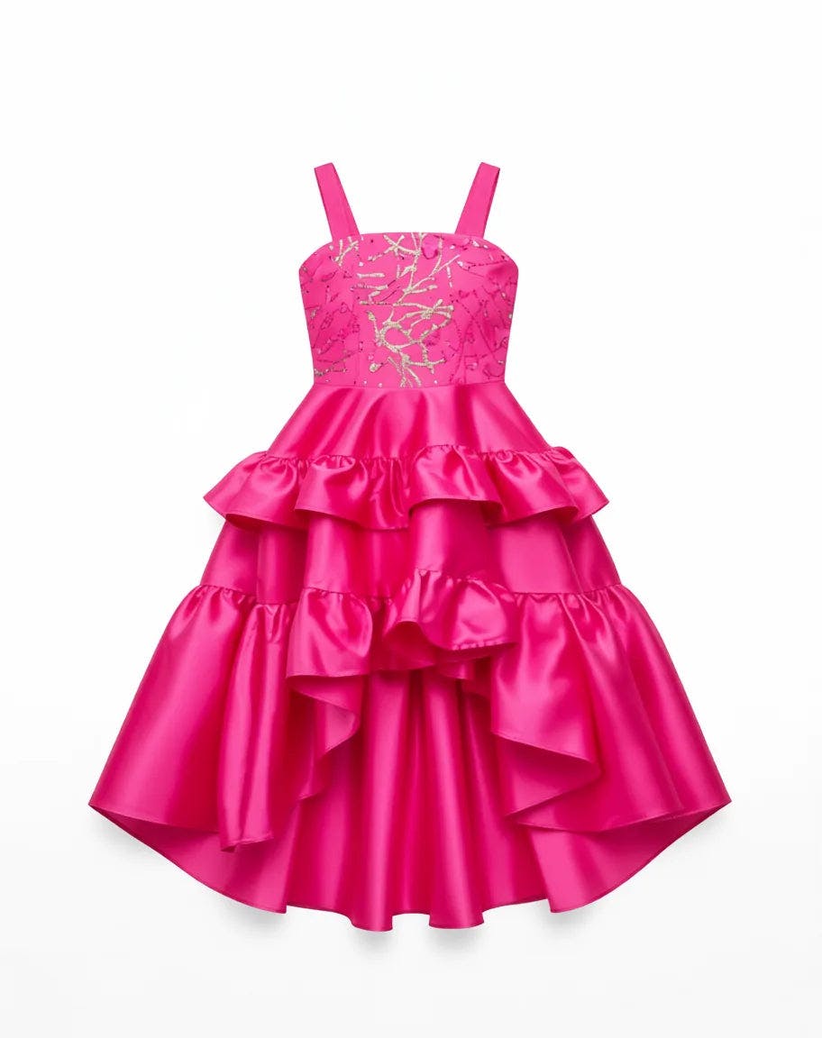 Wildflower Cowgirl Hot Pink Ruffle Birthday Dress for Girls