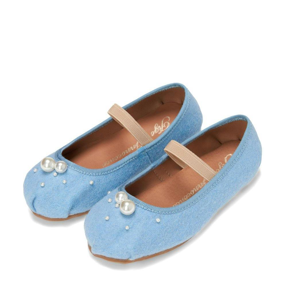 Zelda Wool & Faux Pearls Elastic Strap Ballerina Shoes