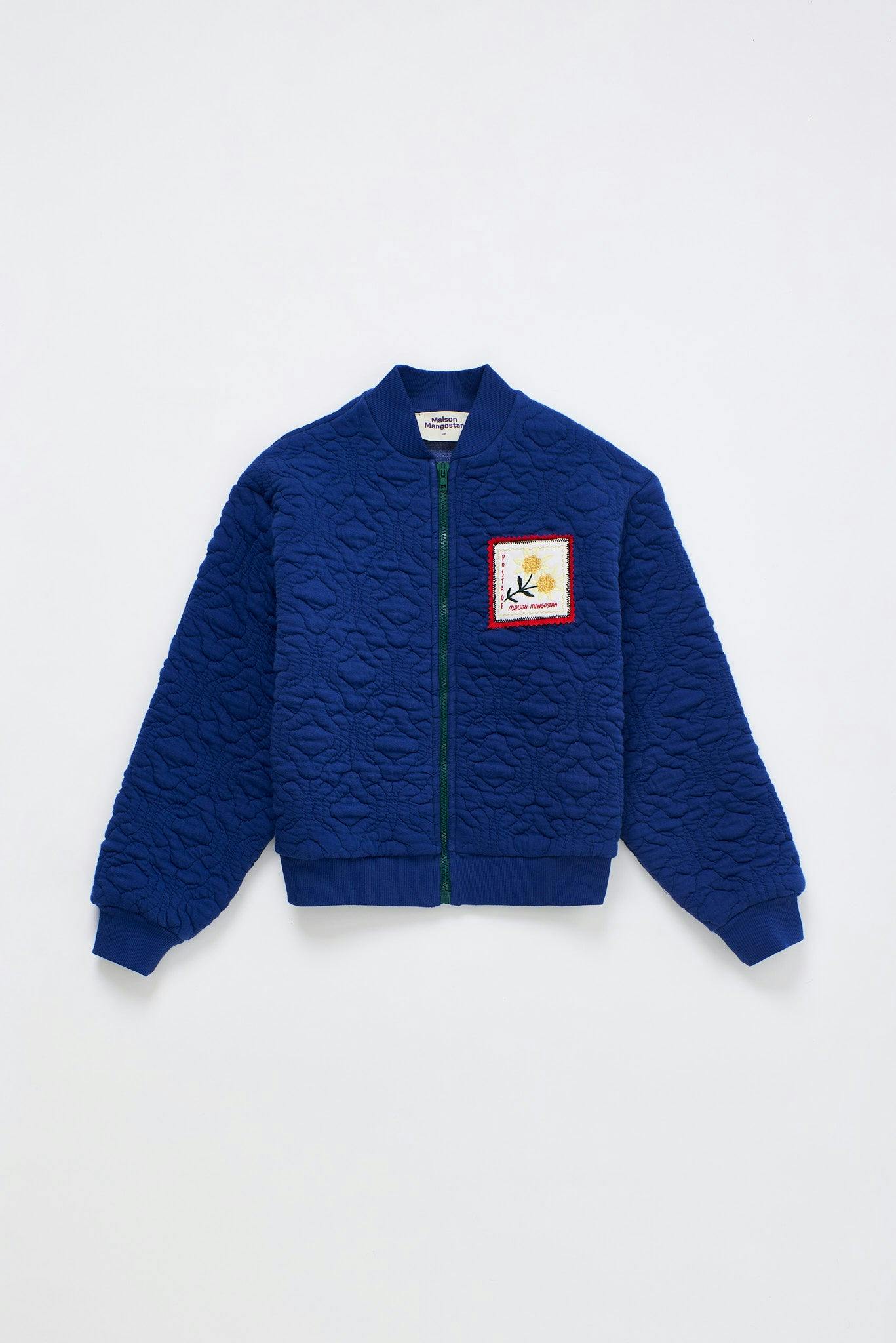 POSTCARD QUILTED BOMBER BLUE