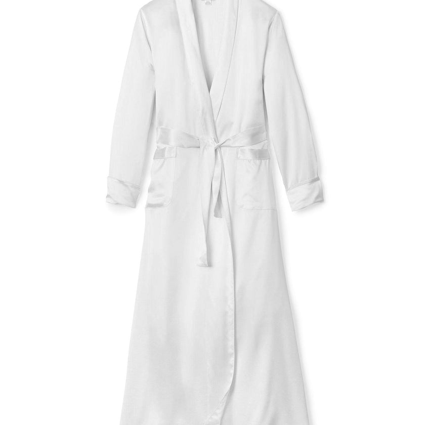 Women's Silk Long Robe in White