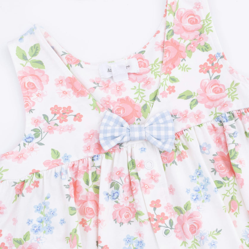 Cute Little Roses - Infant Dress with Bow and Bloomer
