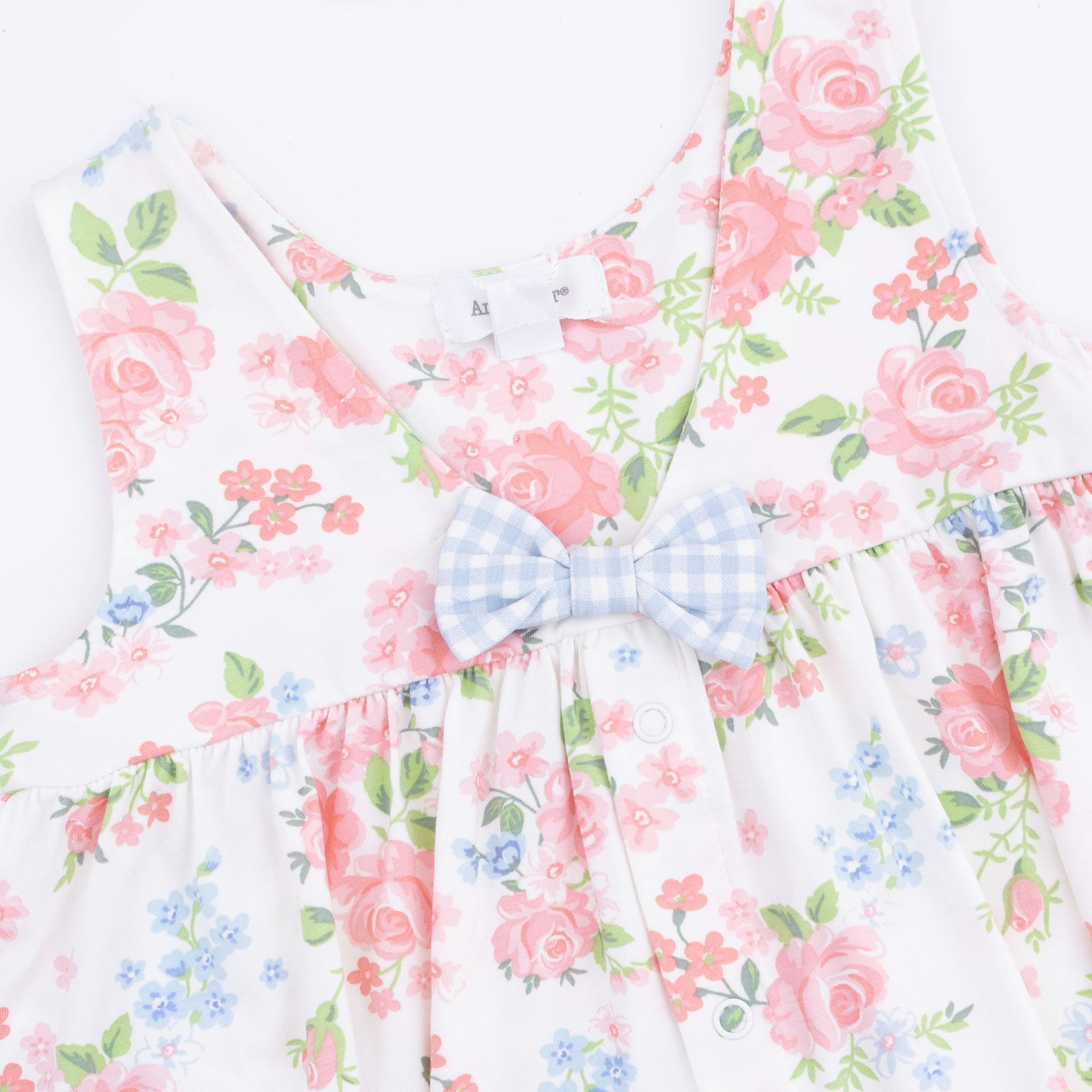 Cute Little Roses - Infant Dress with Bow and Bloomer